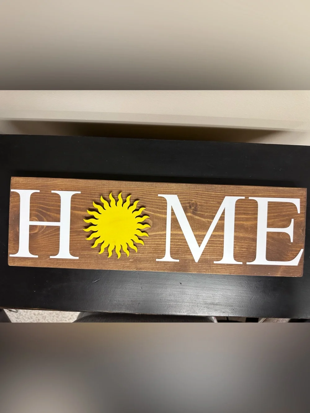 HOME Wall Plaque with Yellow Sun Accent